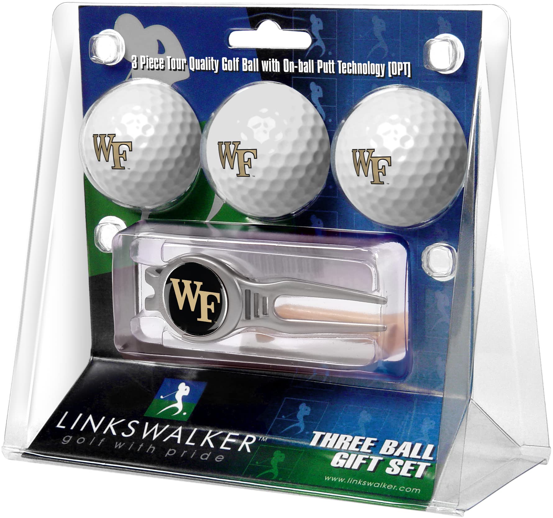 LinksWalkerNCAA Wake Forest Demon Deacons - Kool Tool 3 Ball Gift Pack