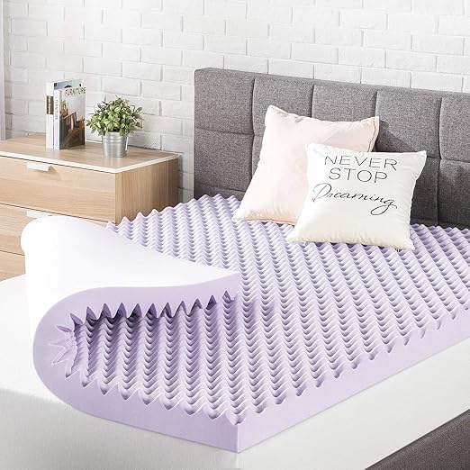 Best Price Mattress 3 Inch Egg Crate Memory Foam Mattress Topper with Soothing Lavender Infusion, CertiPUR-US Certified, Dorm Essentials, Short Queen