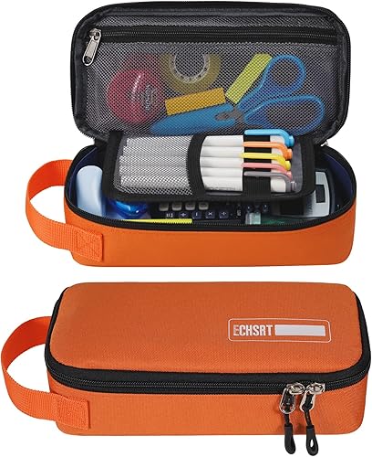 ECHSRT Estuche para lápices para hombres y mujeres, bolsa grande para bolígrafos para adultos, estuche portátil estético con asa, fundas con