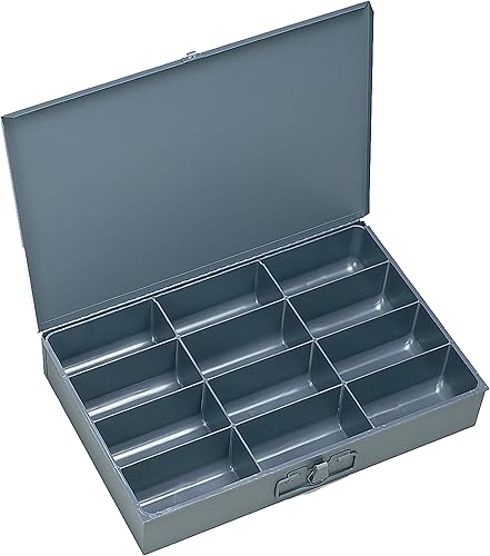 Durham Caja grande de acero laminado en frío gris 115-95, 18 pulgadas de ancho x 3 pulgadas de alto x 12 pulgadas de profundidad, 12 compartimentos