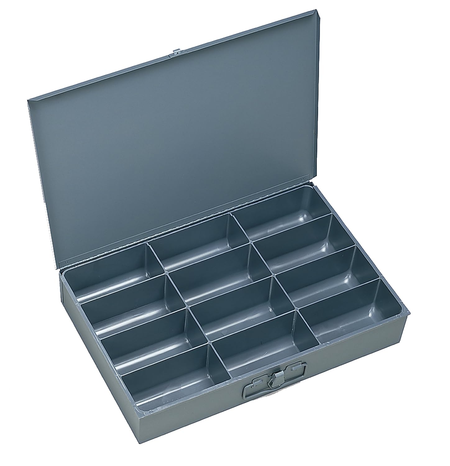 Durham 115-95 Gray Cold Rolled Steel Large Scoop Box, 18 Width x 3 Height x 12 Depth, 12 Compartment