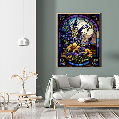 Miniatura 3 de bleihum Kit de pintura de flores por números para adultos y adultos, pintura por números, perfecto para regalo, decoración de pared del hogar (15.7