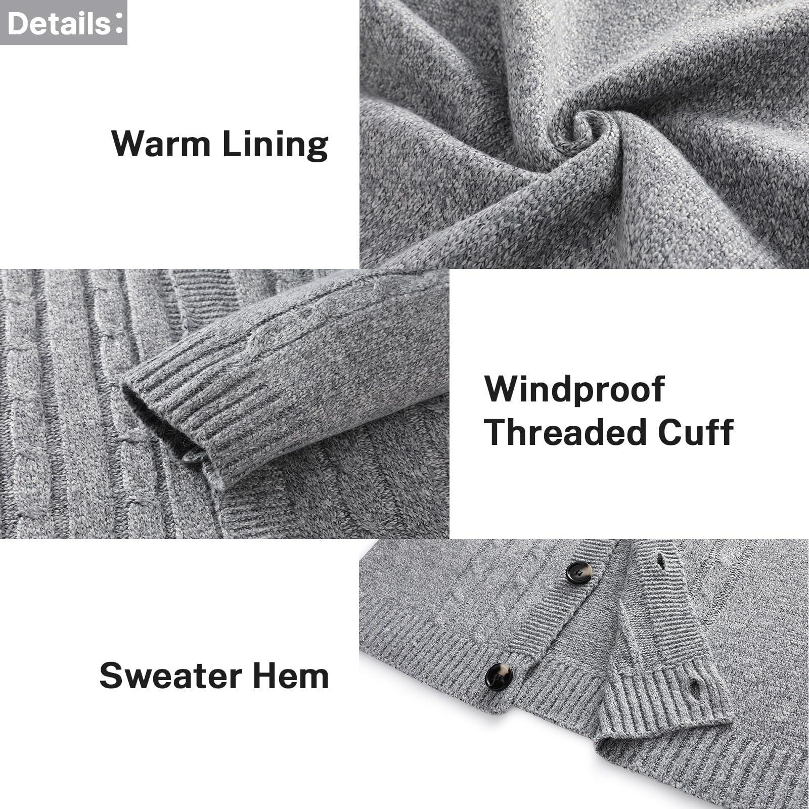 Cardigan Gilet Homme avec Boutons pour Hiver Chaud Col Châle Pull Veste en Maille Chandail Chaud Slim Fit Épais Tricot Polaire