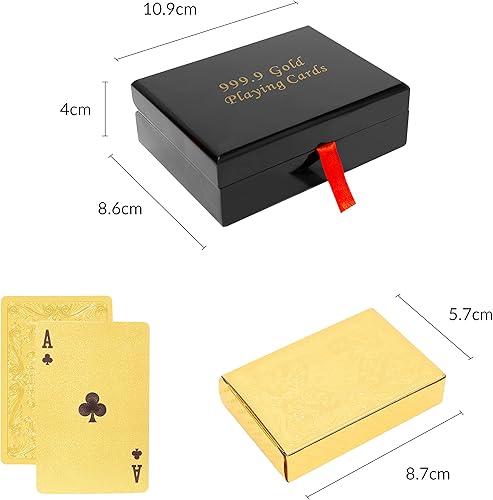 Miniatura 3 de 51320 Juego de cartas chapadas en oro, 24 quilates, certificado de autenticación y caja de madera de lujo, noche de juegos familiares
