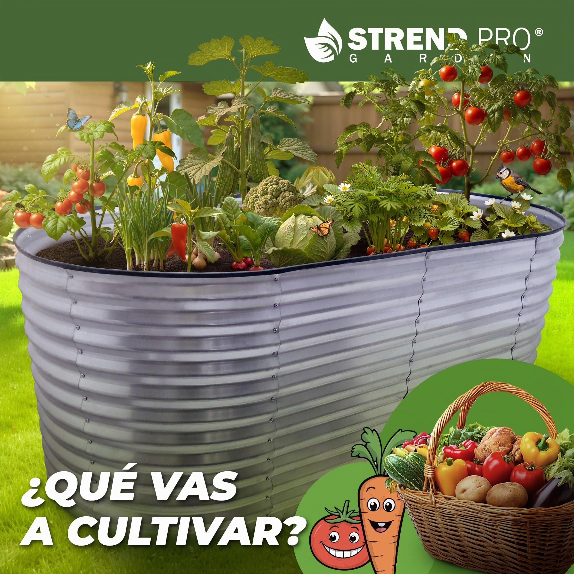 STREND PRO Bancal de Metal 200 x 100 x 80 cm (Largo x Ancho x Alto) | Kit de bancal de Metal para jardín Chapa | bancal de jardín de Acero galvanizado para Verduras, Hierbas y Plantas de Tomate