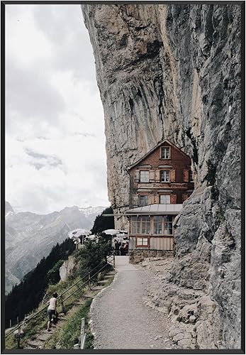 Frametory, marco de fotos metálico moderno, marco de fotos de aluminio color negro mate con tapete color marfil para imagen y vidrio real.