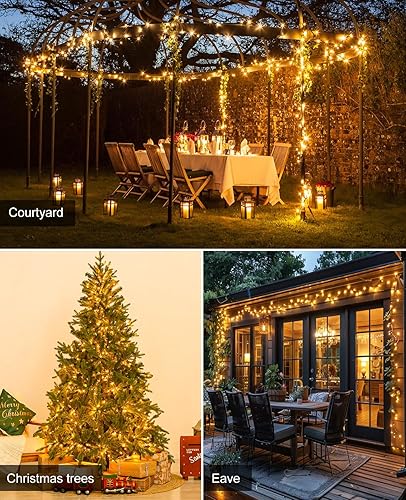 Miniatura 7 de Tira de 240 luces LED de Navidad de 80 pies para exteriores, cadena de luces de alambre verde para exteriores con 8 modos de iluminación, luz