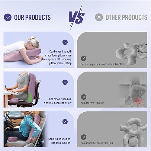 Miniatura 7 de Daneey 2N1 BBL - Juego de almohada después de la cirugía para dormir + almohada de apoyo de espalda, almohada convertible boca abajo para dormir,