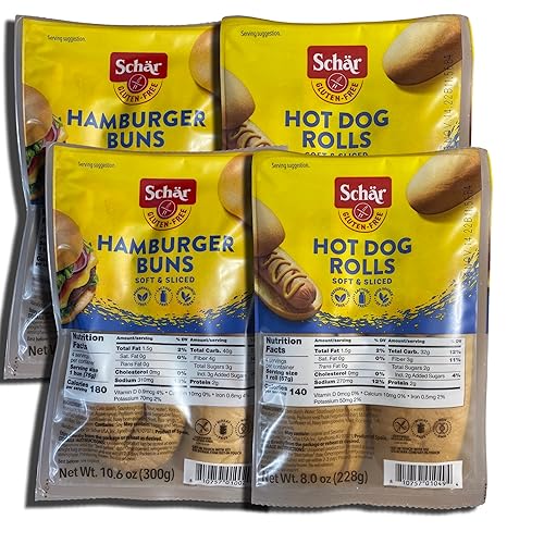 Paquetes combinados de pan sin gluten (perros calientes y hamburguesa) 4 paquetes