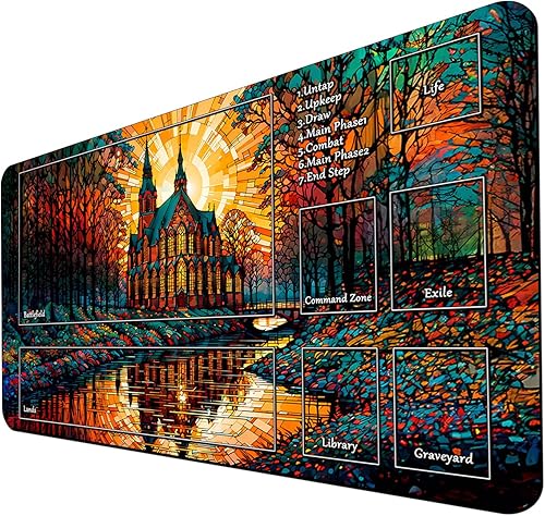 MTG - Tapete de juego para MTG TCG de 24 x 14 pulgadas, tapete de juego entintado con bolsa de almacenamiento, superficie de goma lisa, juego de