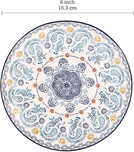 Miniatura 2 de Bico Blue Talavera - Juego de 6 platos pequeños de cerámica para postre de 6 pulgadas para aperitivos, ensalada, mesa, microondas y lavavajillas,