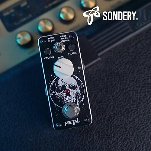 Miniatura 6 de Sondery Pedal de distorsión de metal para guitarras eléctricas, 3 modos de solo turbo y normal, cálida y suave amplia gama de sonido de distorsión