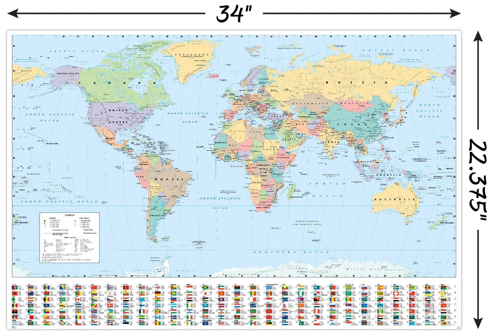 Amazon.com: World Map 2023 Wall Poster, 34L