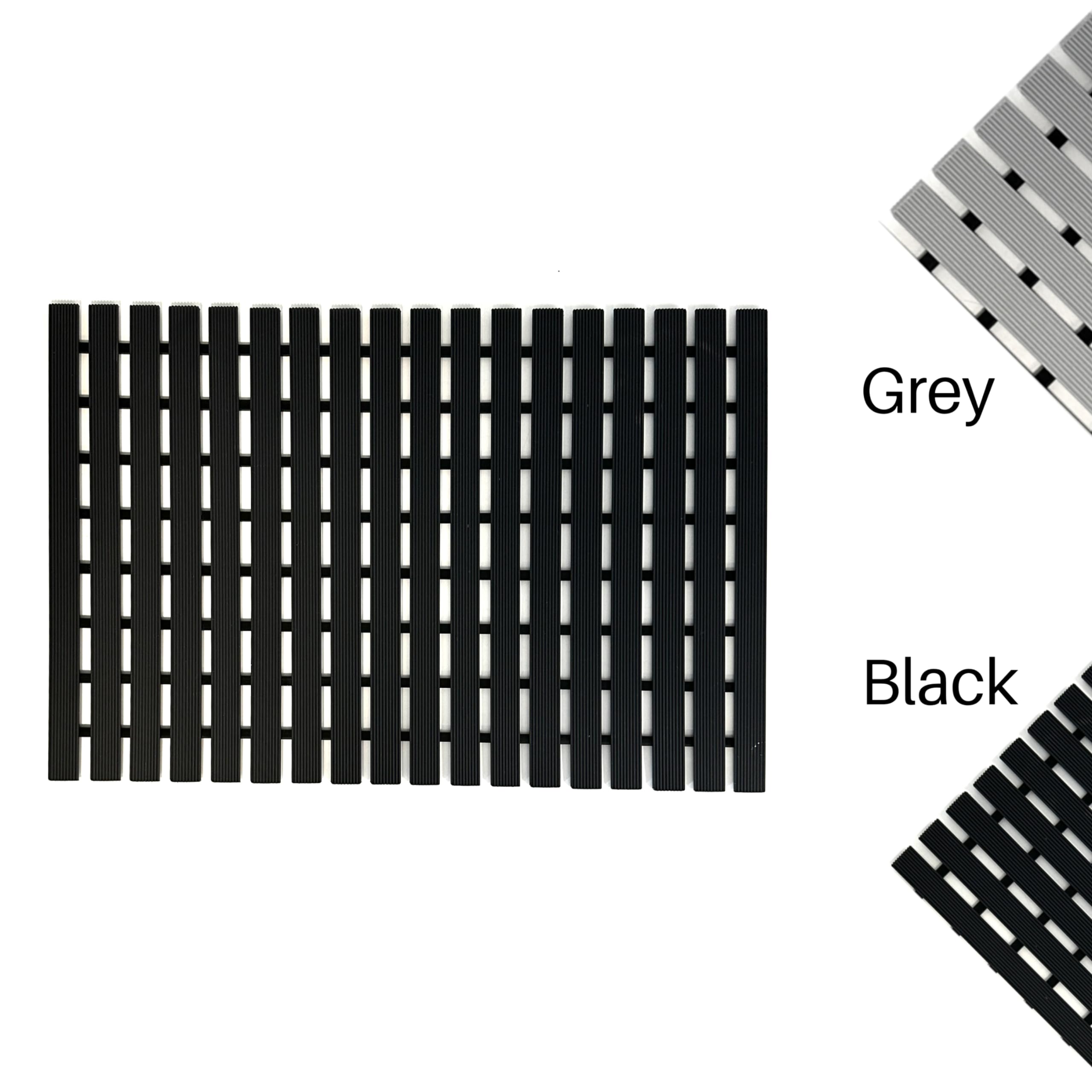 Nicoman Shower Mat Non-Slip Bath Drainage Matt Slatted Duckboard Design, Black, 64 x 43 cm (Rectangular) - Image 3