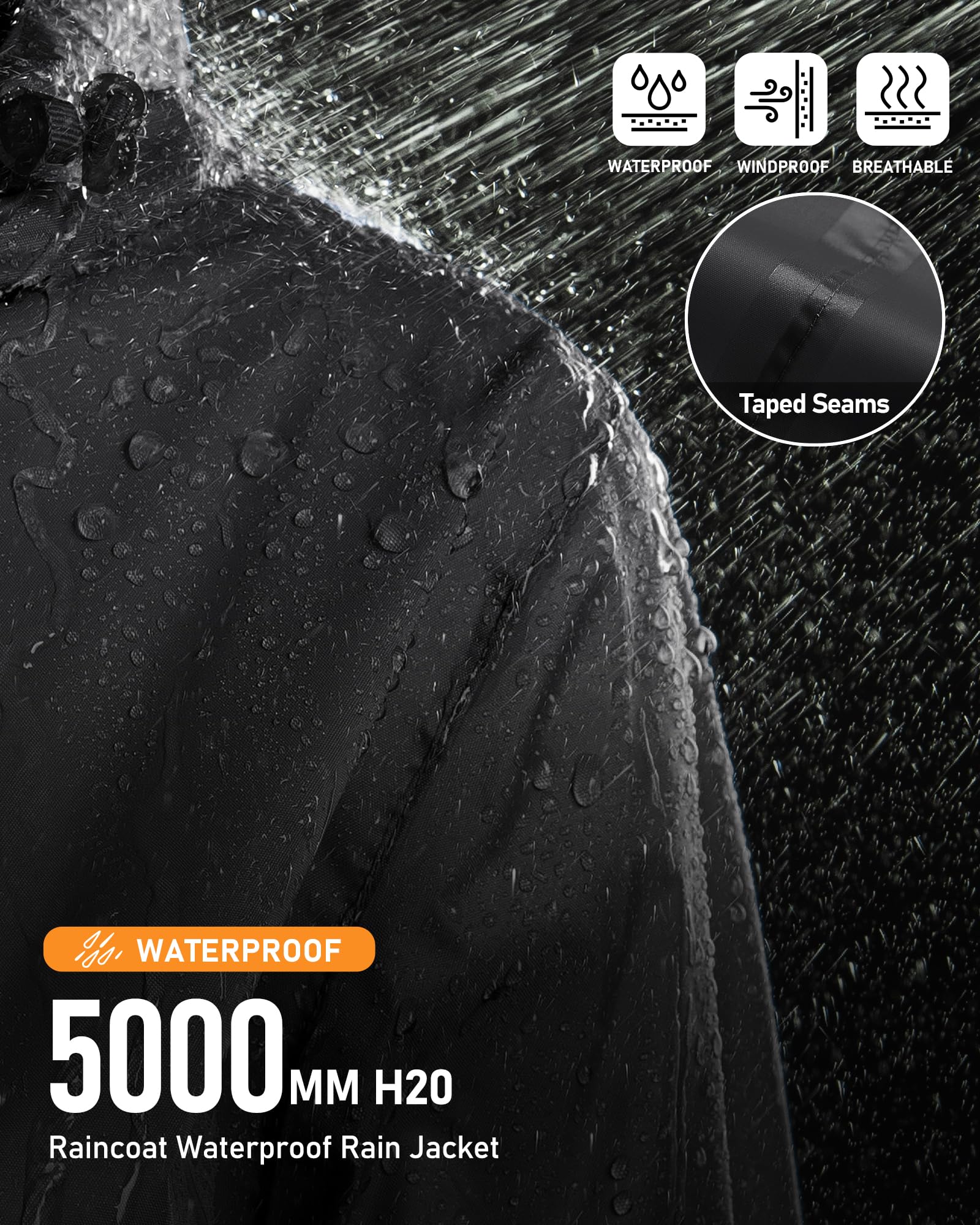 Outdoor Ventures Veste de pluie pour femme - Imperméable - Coupe-vent - Légère - Avec capuche - Pliable - Veste de cyclisme - Veste d'extérieur