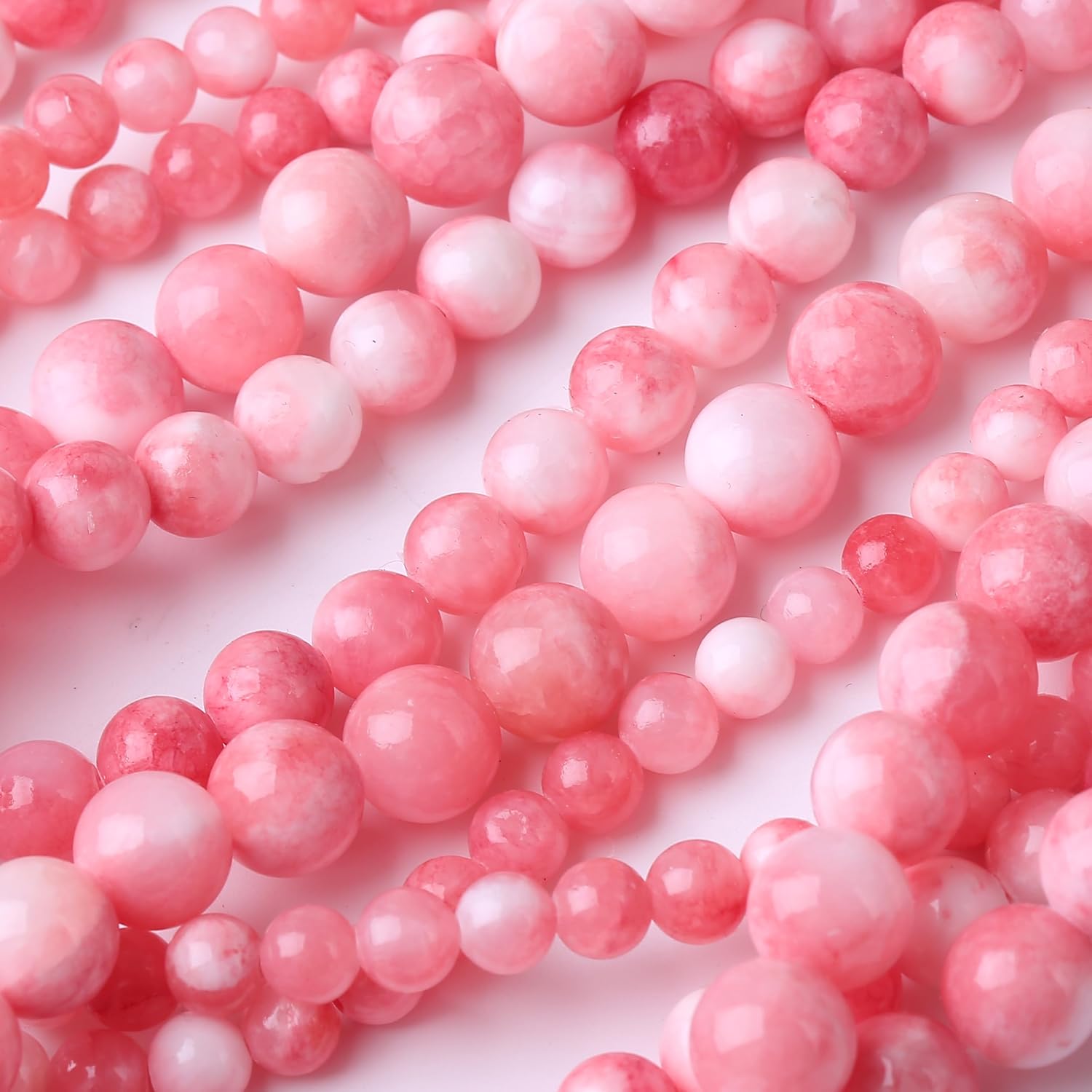 Pink Persian Jade Stone Beads for Jewelry Making DIY Bracelet Necklace Gemstone Round Crystal 1 Strand 15.5inch 45PCS 8MM - Image 4