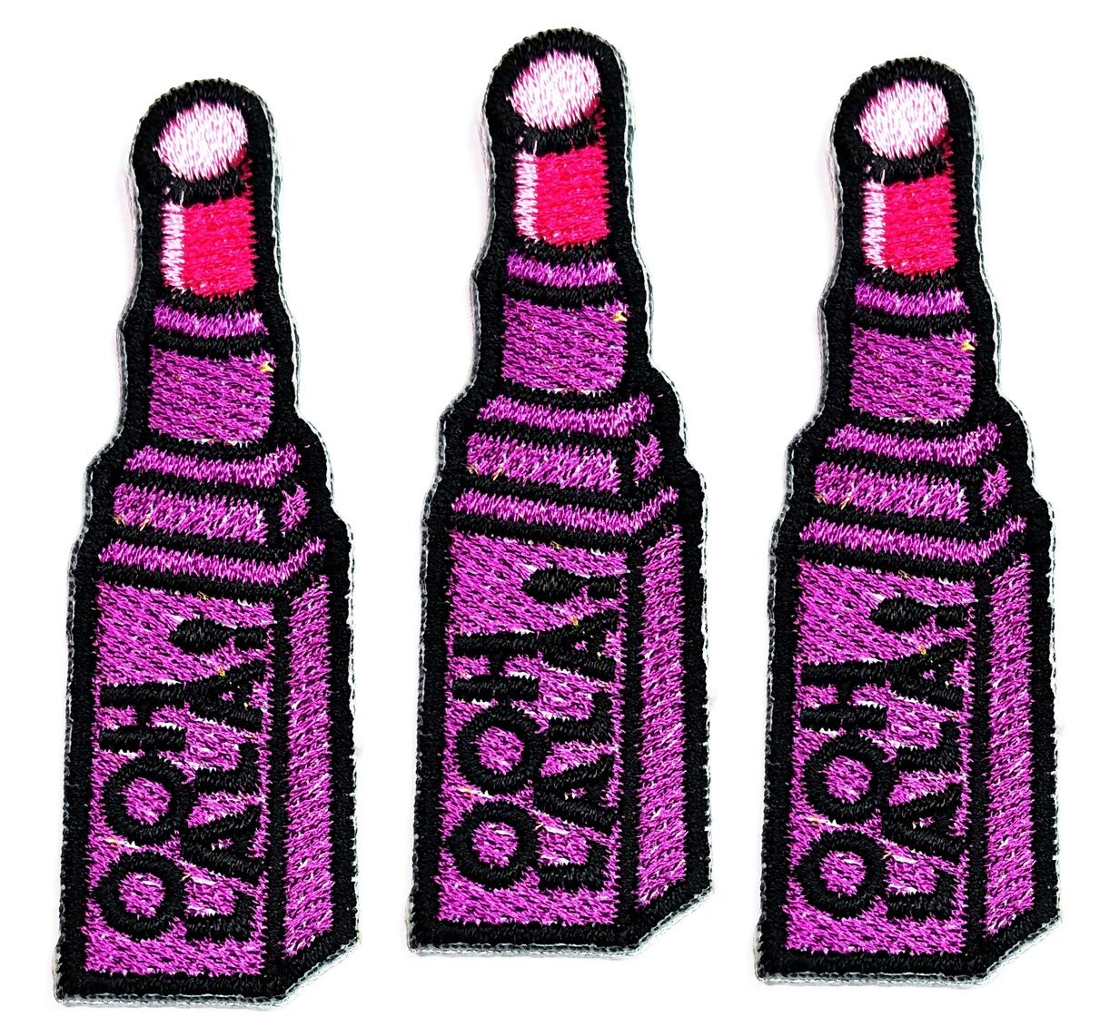 Patch Set of 3 Purple Lipstick OOH LALA! Embroidered Patch Lipstick Sexy Makeup Cartoon Kids Sew Iron On Patches Clothes Dress Plant Hat Jeans Sewing Applique DIY Accessory
