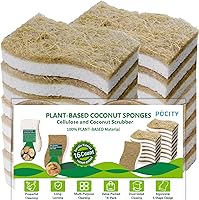 Vista 8 de Esponjas de Cocina Naturales para Platos Esponja de Platos a Base de Plantas Biodegradable Compostable de Celulosa con Estropajo de Coco Esponja