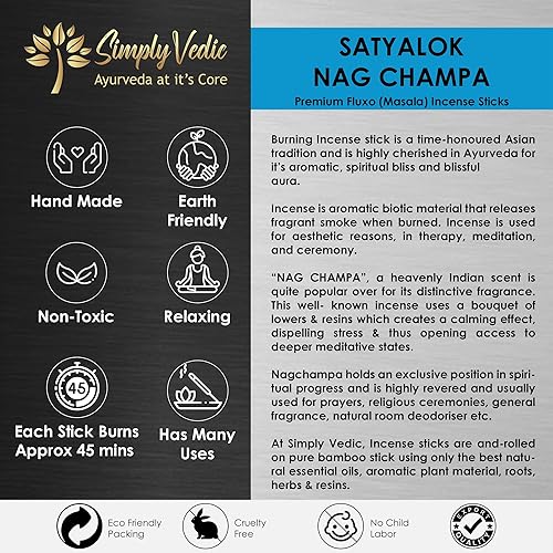 Miniatura 6 de Simply Vedic Nag Champa - Varillas de incienso de 8.82 oz con soporte, 135 agarbatti naturales enrollados a mano, sin carbón, aromaterapia de larga