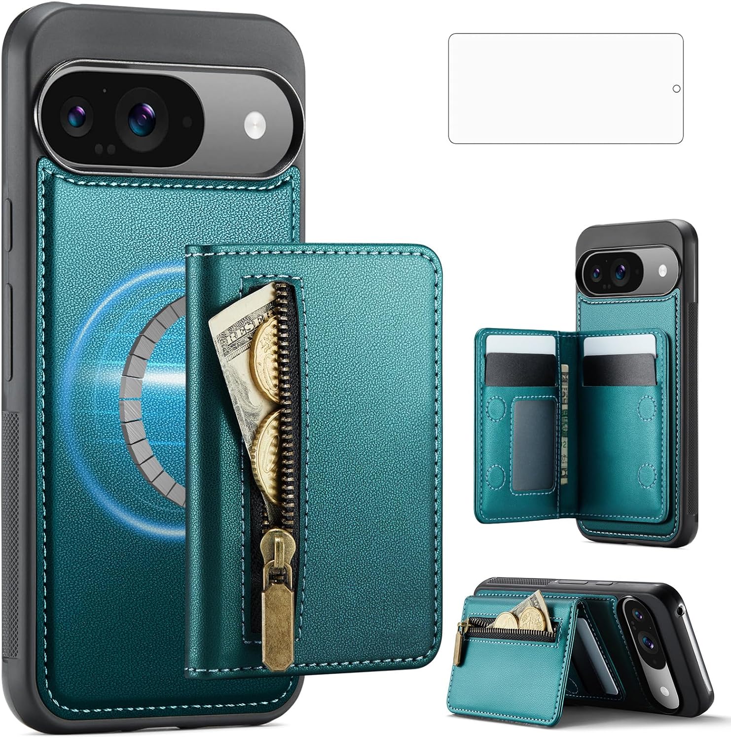 Asuwish Phone Case for Google Pixel 9/9 Pro 5G Women Men Green