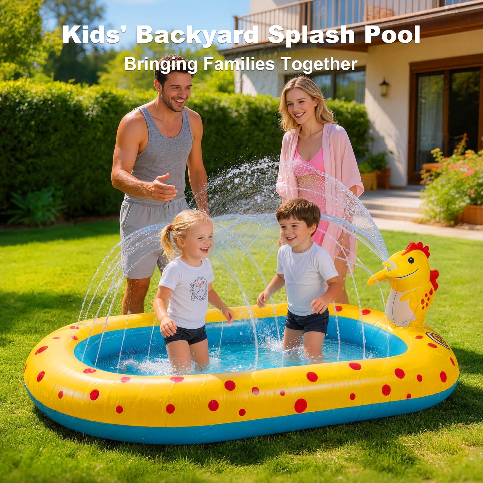 Dinosaurier-Spritzpad für Kleinkinder, 170,2 cm, 3-in-1, verdicktes PVC, aufblasbarer Kinderpool mit aufrechtem Sprinkler, Outdoor-Wasserspielzeug für Kinder, Baby, Sommer, Hinterhof
