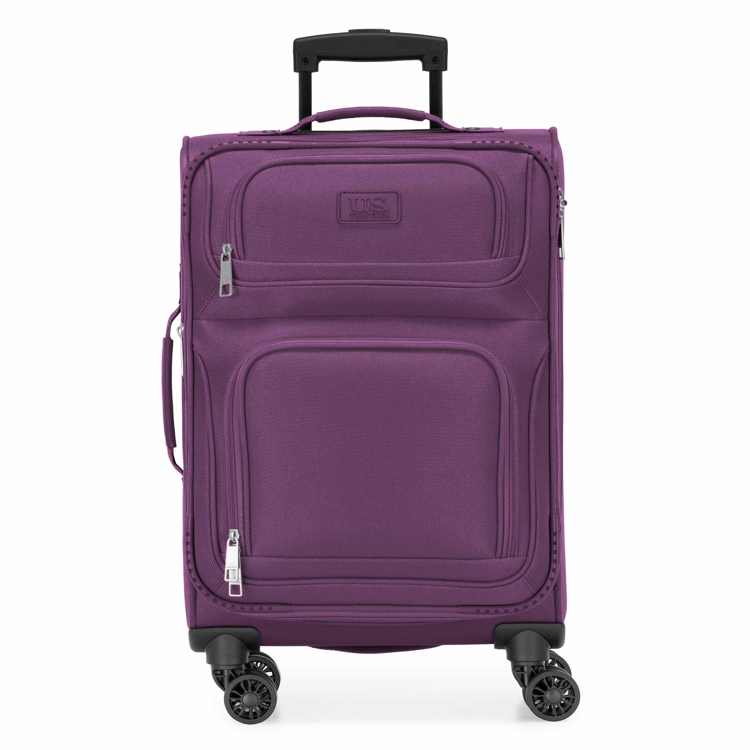 U.S. Traveler Rugged Fabric Expandable Carry-on Luggage Set, Purple, 4 Wheel