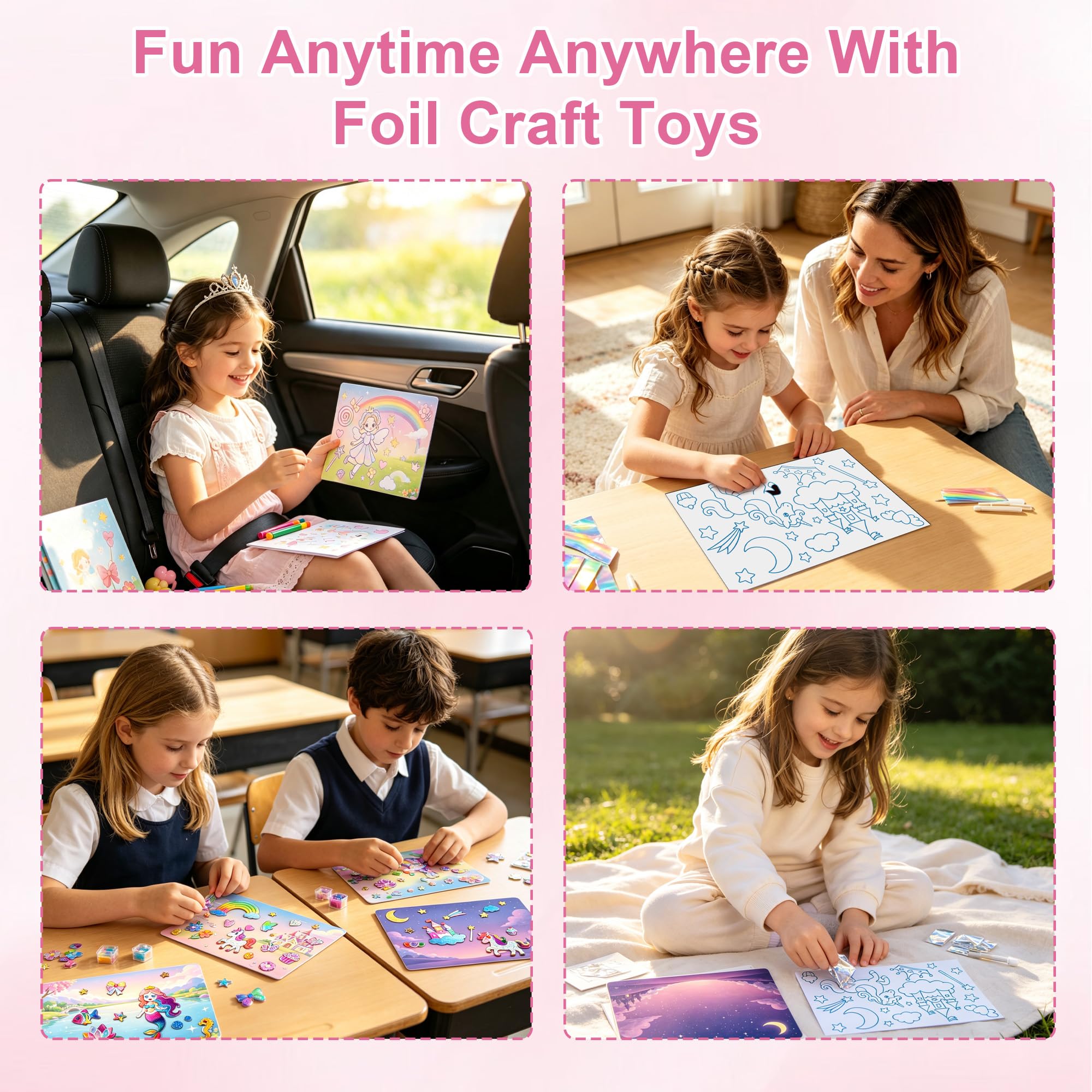 Kit da 24 fogli lucidi per bambini, adesivi fai da te per principesse, per | Bomboniere, Goodie bag stuffers, premi in classe, attività di viaggio, arte lamina fai da te, adesivi principessa