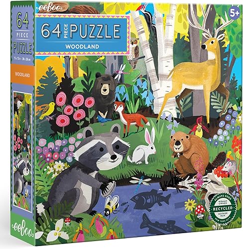 eeBoo Woodland - Rompecabezas de 64 piezas, rompecabezas cuadrado de 15 x 15 para niños, piezas brillantes, a partir de 5 años
