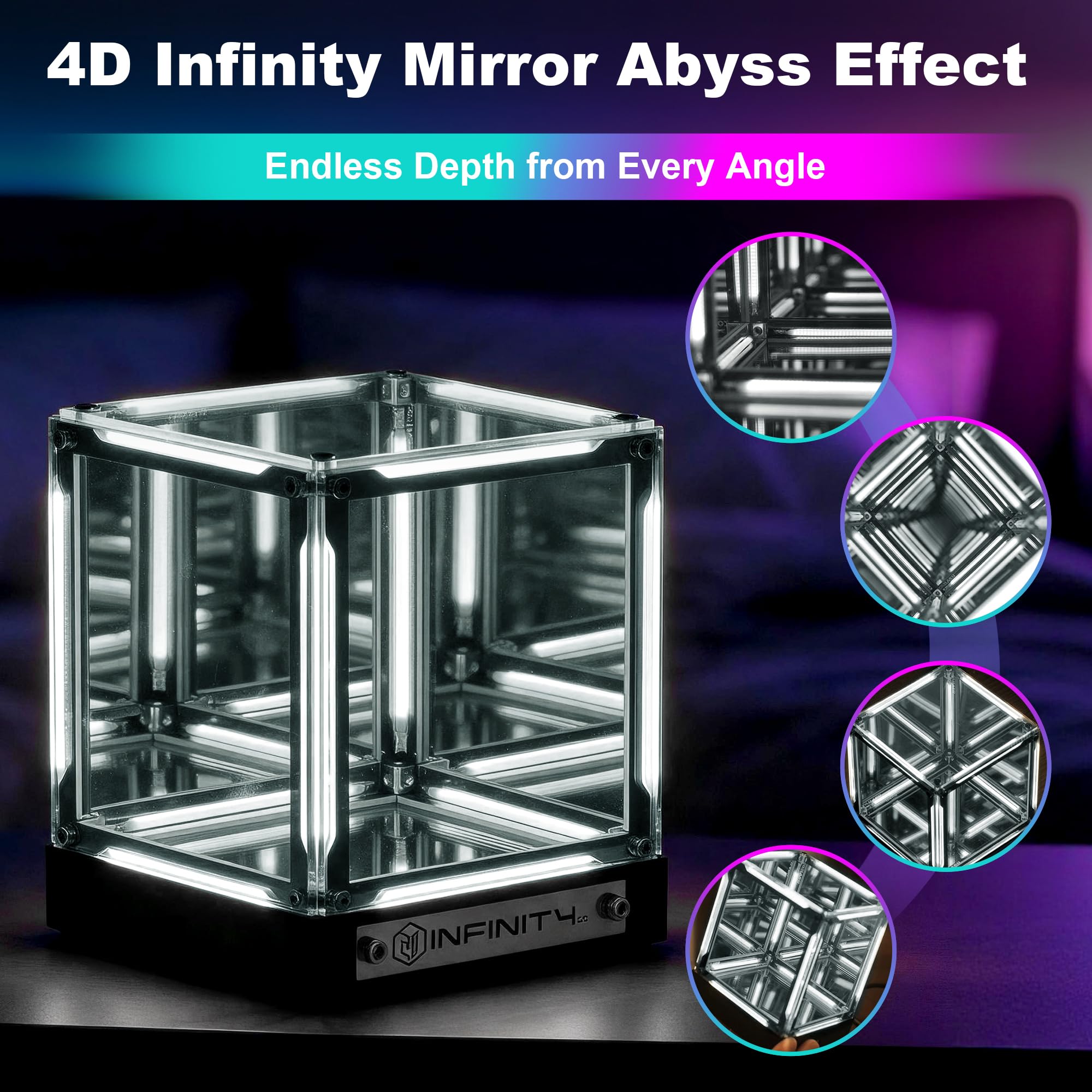 Infinity Mirror Cube Light - 4D Abyss Effect -2