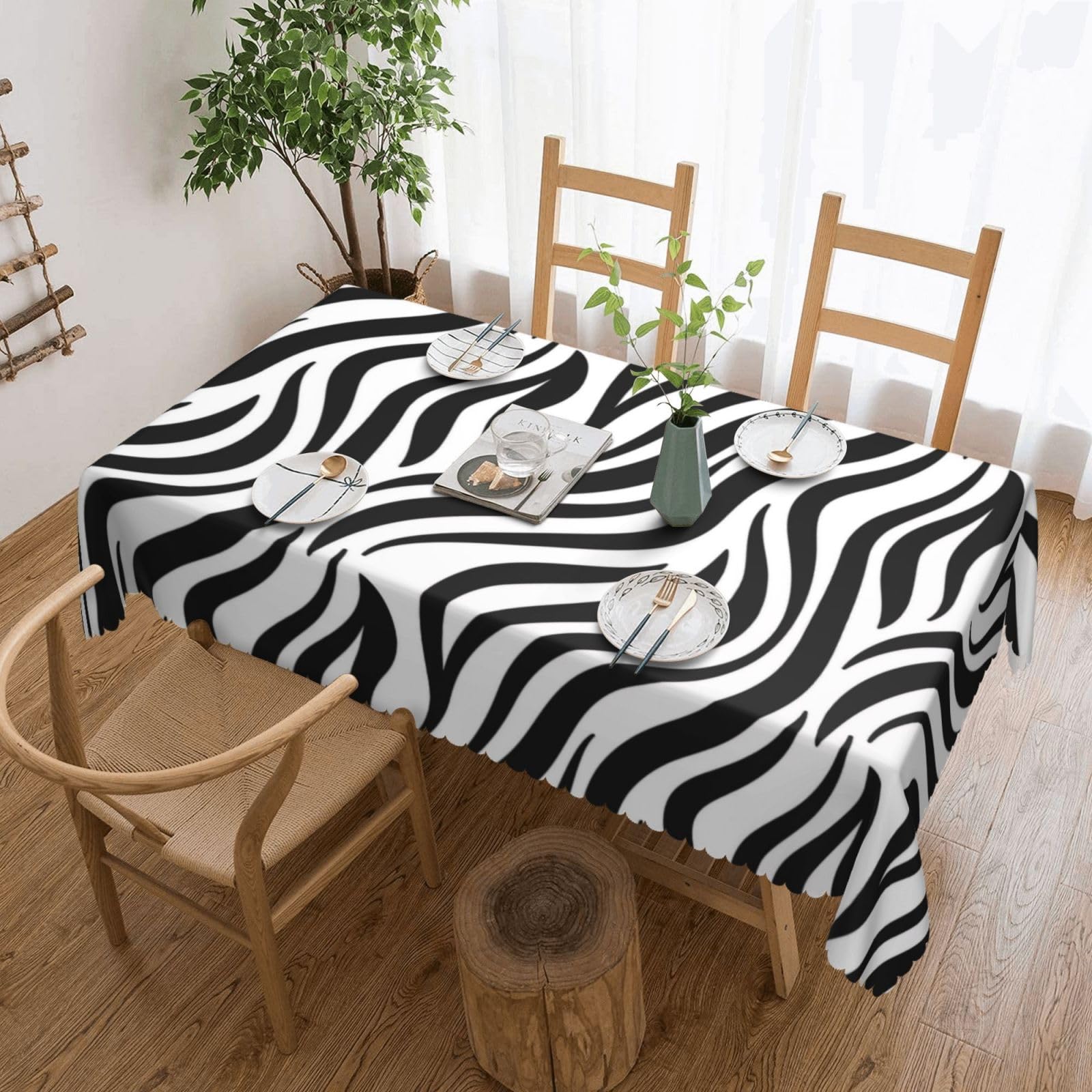 Nappe pour cuisine salle à manger imperméable 183x137 cm et lavable avec motif zèbre