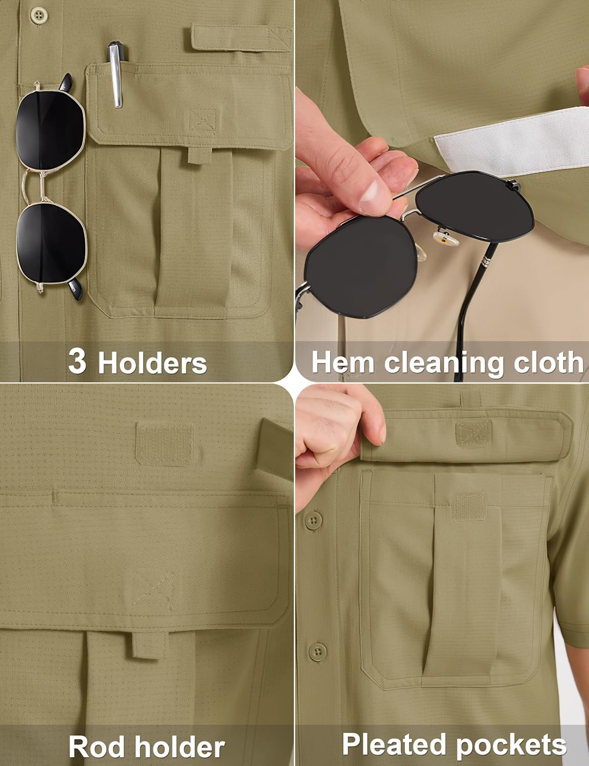 MAGCOMSEN Men's UPF 50+ Fishing Shirts UV Sun Protection Cooling Quick Dry Short Sleeve Shirts for Hiking Safari Camping