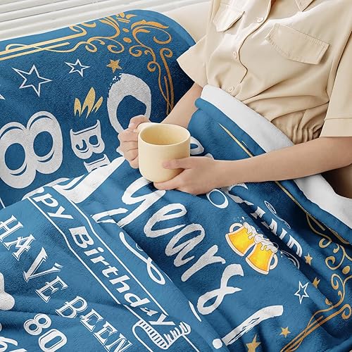 Miniatura 10 de Cinchas de cumpleaños número 80 para mujer, manta de cumpleaños número 80 con caja de regalo, decoraciones de cumpleaños de 80 para mujeres, regalos