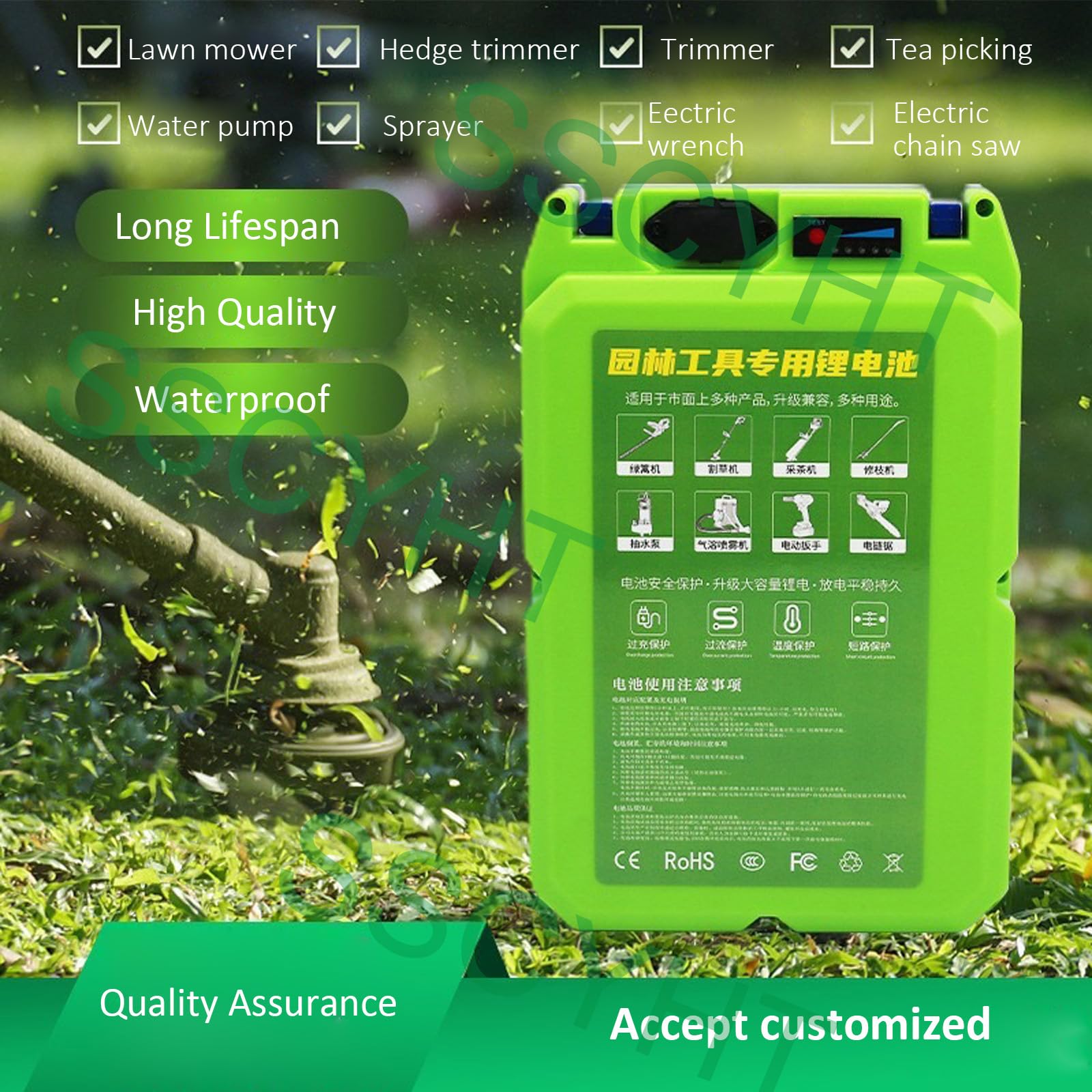 Batería Litio dedicada para Herramientas jardín 24V 30Ah batería Iones de Litio 48V 24V 20Ah 16Ah 12Ah con Cargador para recolector de té batería Repuesto cortacésped eléctrico