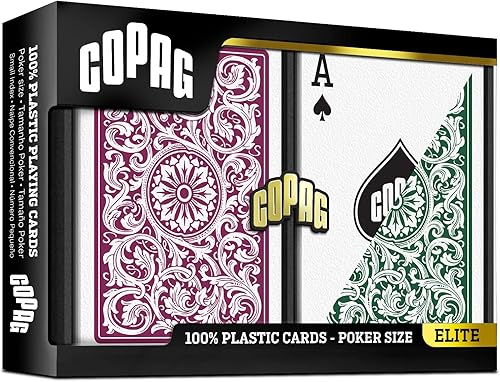 Miniatura 3 de Copag 1546 Design - Juego de cartas 100% de plástico, tamaño de póquer (estándar) verdeborgoña (índice regular, 6 juegos)