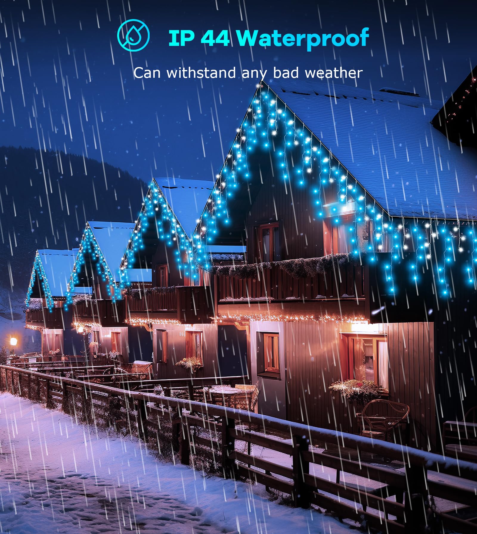 ULIGHTOWN Icicle Outdoor Christmas Lights, 5M 120LED Icicle Lights Outdoor Waterproof - Image 3