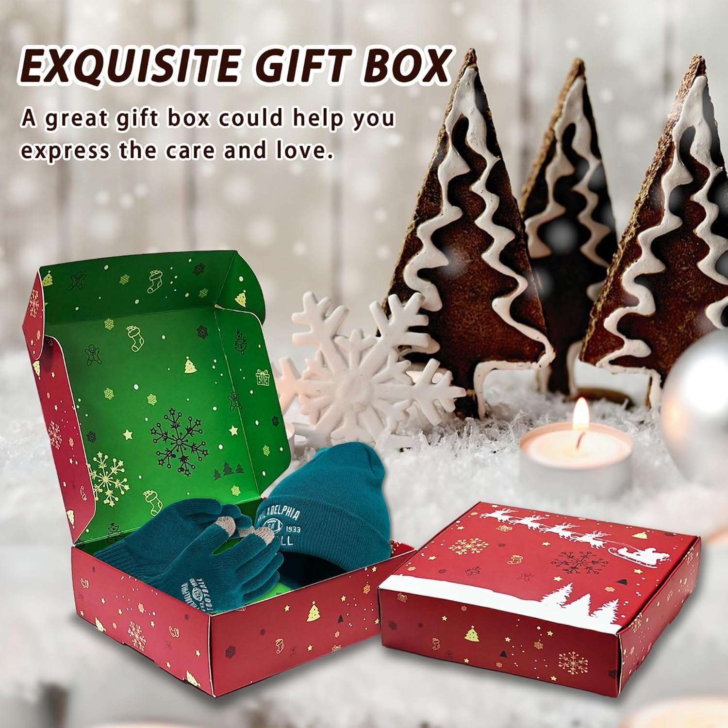 Vintage Classic Skull Cap Embroidery Beanie Fasion Hat Cuffed Winter Hat Knit Comes with Warm Gloves Gifts for Men Women Fans - Image 5