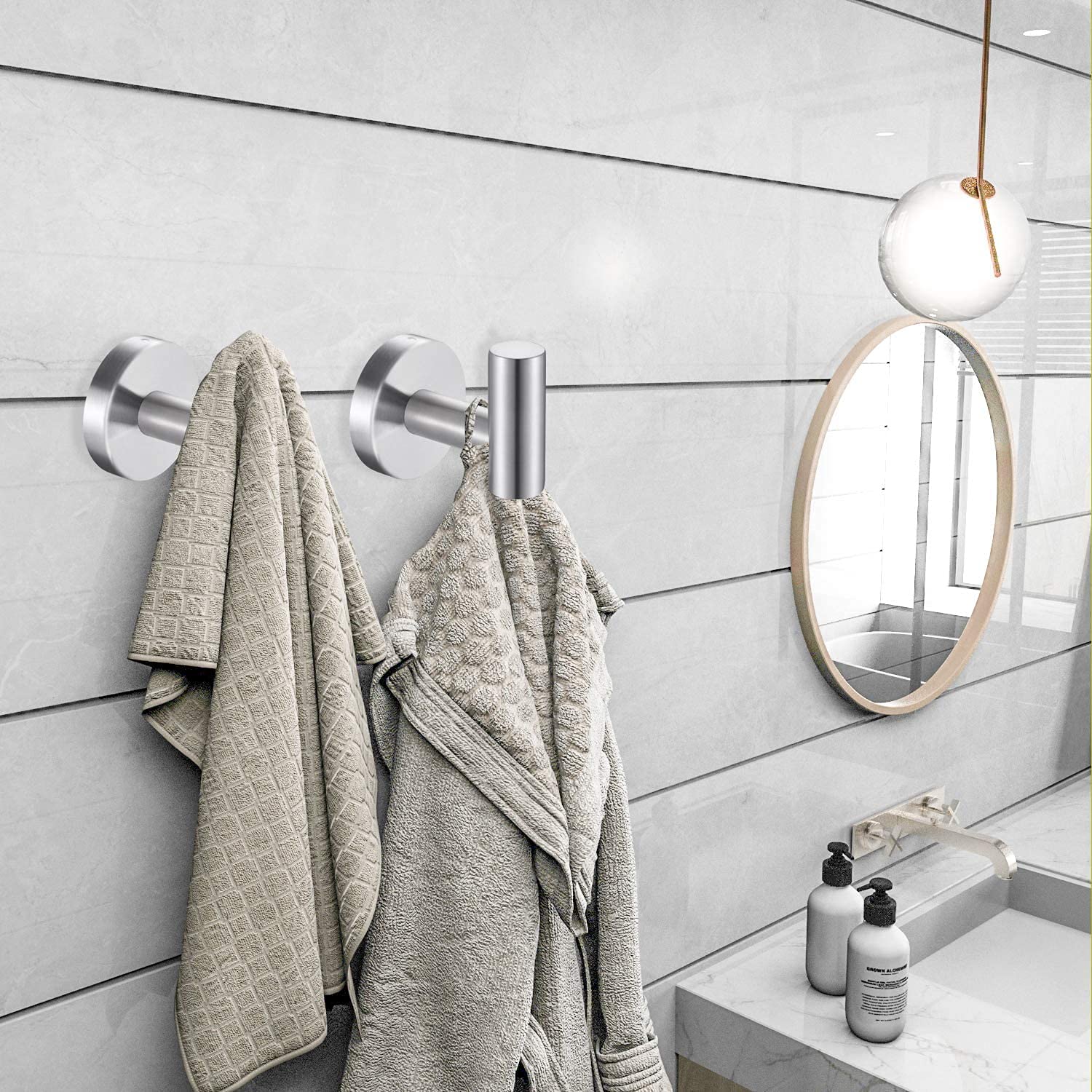 YUET 2 Piezas de Toalla Gancho Colgador Toalleros de Gancho para Baño de Pared de SUS 304 Acero Inoxidable Percha Perchero para Colgar para Sombrero Ropa Abrigo Albornoz Cocina (Plata cepillada)