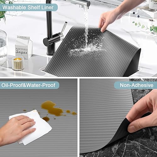 Miniatura 4 de Revestimiento antideslizante de 12 pulgadas de ancho para cajones, no adhesivos para armarios de cocina, vestidores de dormitorio, revestimientos