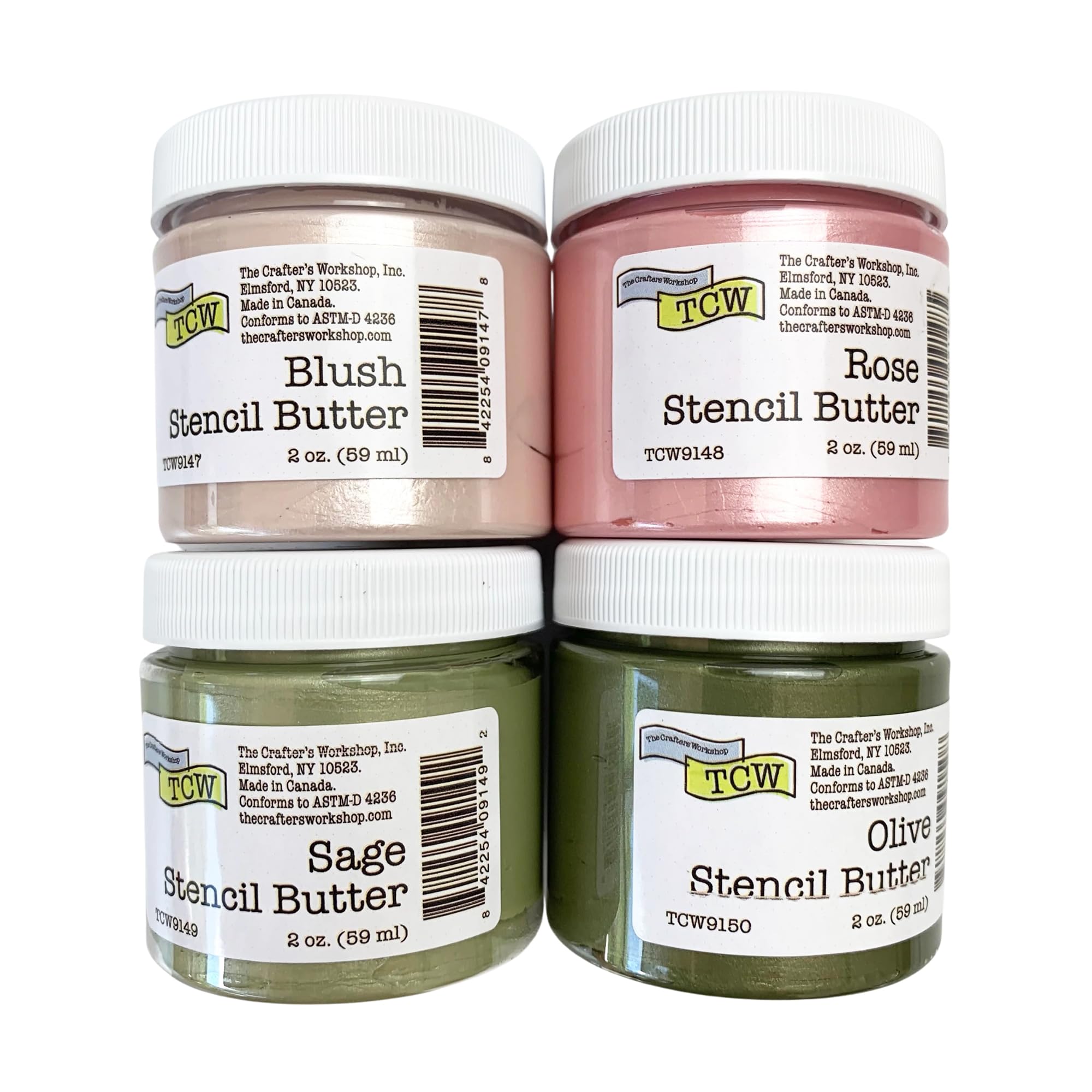 The Crafter's Workshop Stencil Butter Medium, Easy-to-Spread, Adds Shimmer, Shine and Colorful Texture, Cleans Up with Water, 4 pk, 2-oz Each, Petals and Herbs