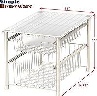 Vista 3 de Simple Houseware Cajón apilable de 2 niveles, color blanco