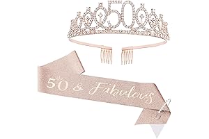 "50 & Fabulous" Birthday Crown, Sash, and Pearl Pin Set: The Perfect...