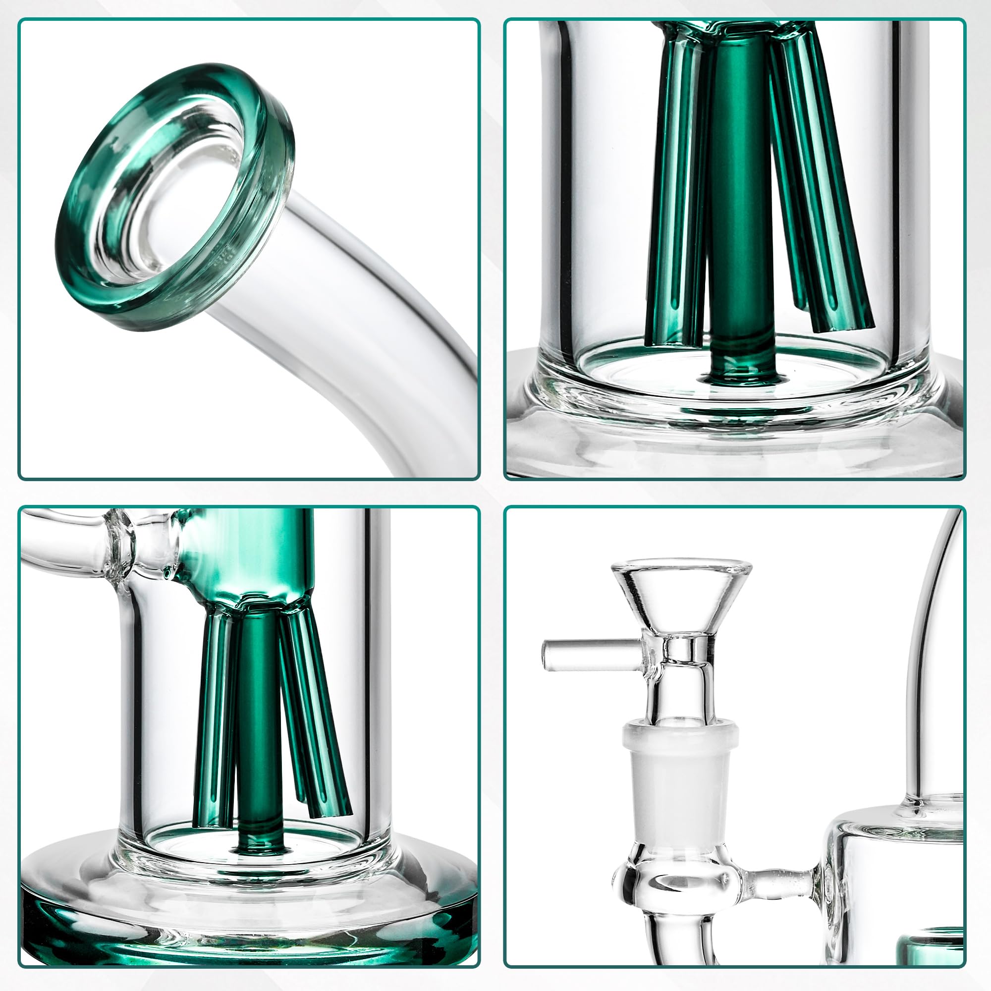 Chillbong 22cm Glasbong avec filtre Octopus, bol de 14,5 mm, Poids 500g, verre résistant artisanal, tuyau de récipient de filtrage - Lake Green