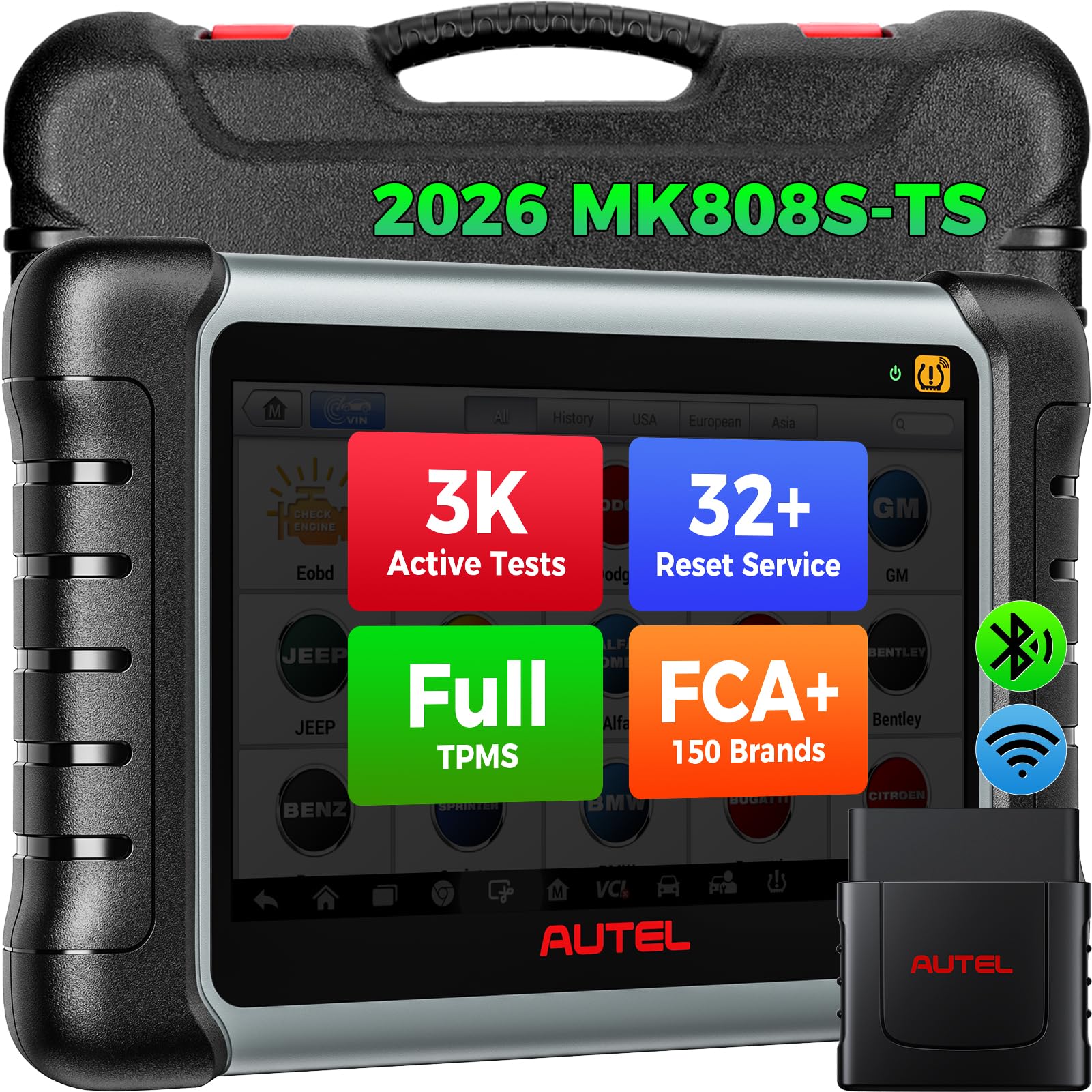 Autel Maxicom Mk808Ts Tpms Scanner With Complete And Sensor Programming, Diagnosis For All Systems Combination Of Service Functions , Same As Mk808/Mx808/Mk808Bt+Ts608（Upgraded Ts601 Orts508)