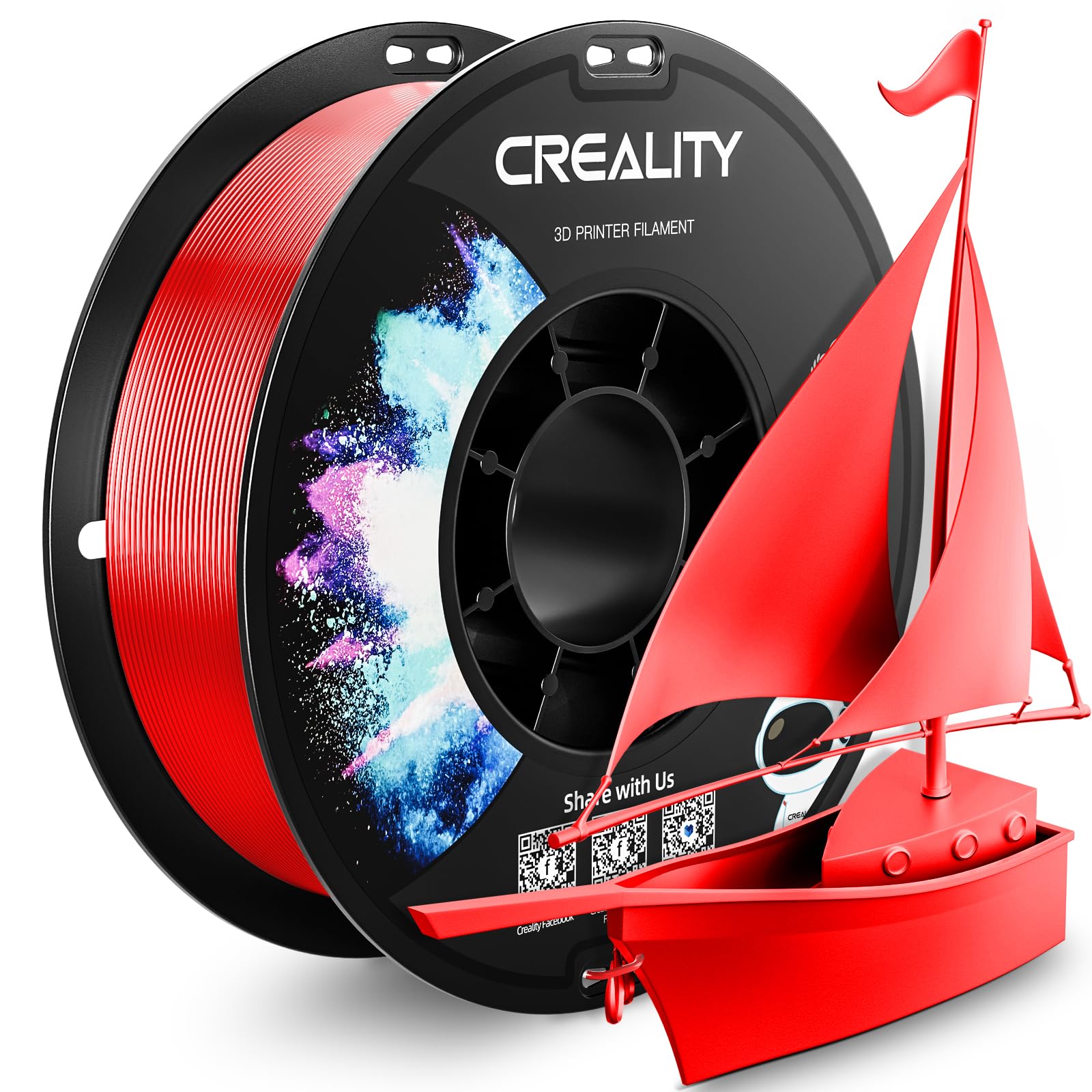 CREALITY PETG Filament 1.75mm 3D Printer Filament, 1kg (2.2lb) Neatly Wound Spool, Dimensional Accuracy ±0.03mm, Excellent Toughness, Fits for Most FDM 3D Printers, Red