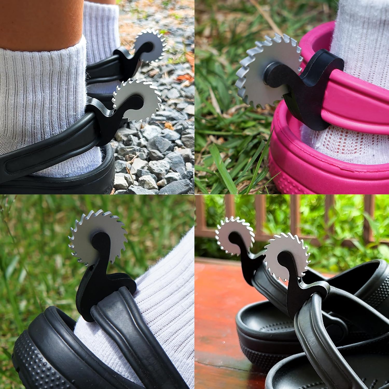 ARUN Boot Spurs Compatible with croc Cowboy Boots Style Spurs – Spinning shoe charms with Heel Strap – Fun and Stylish mini Spur Clips for Men and Women – Secure and Durable Clips