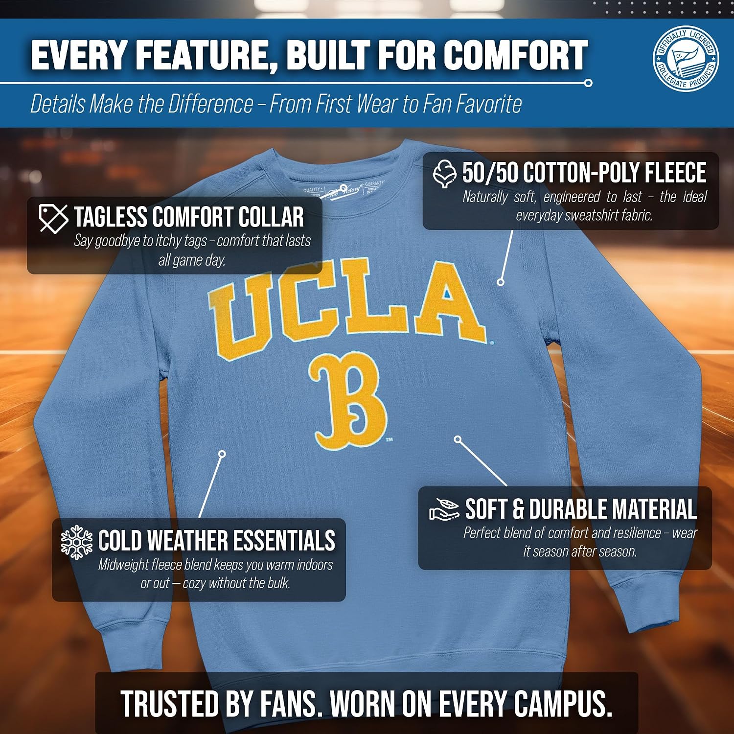 NCAA College Sweatshirt Fleece Crewneck Pullover for Men and Women thumbnail