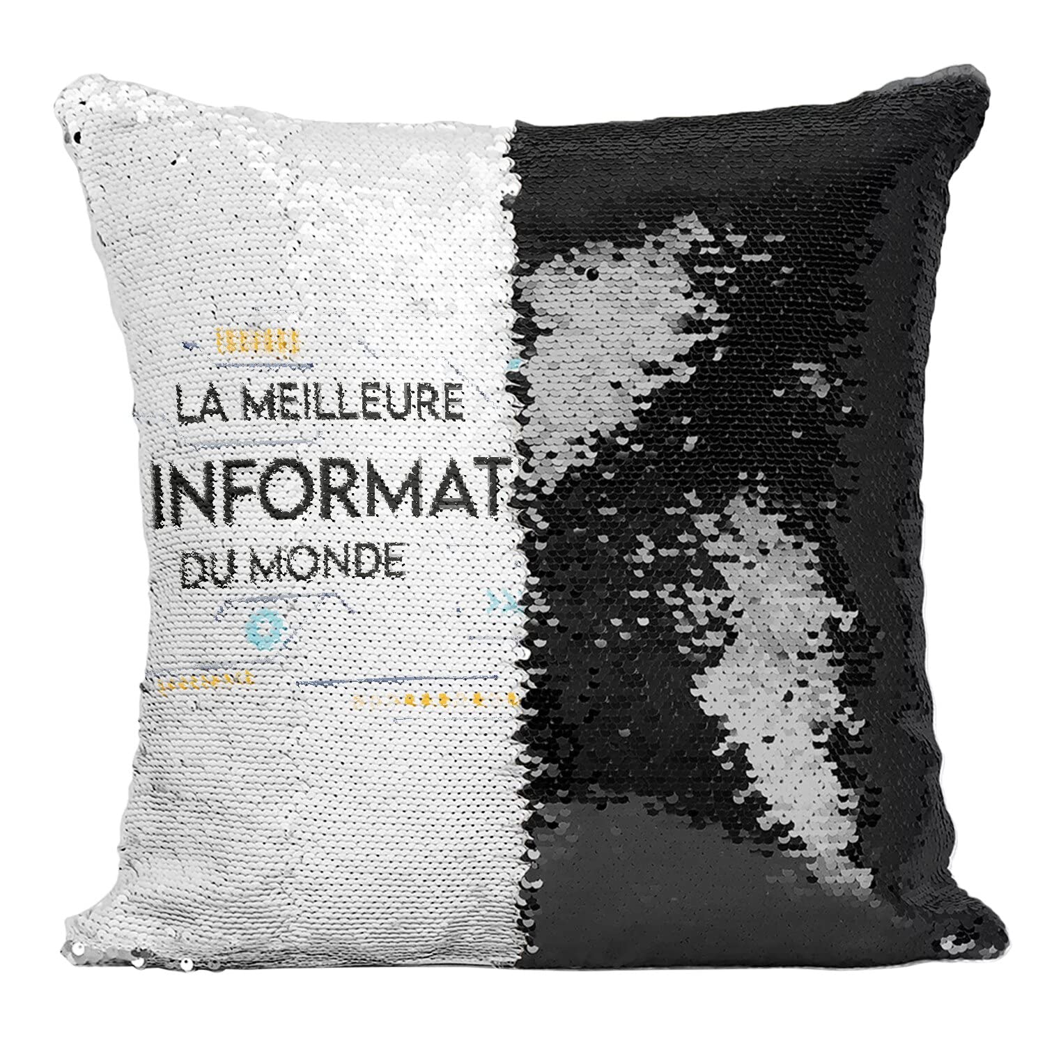 Coussin Paillettes Meilleure Informaticienne - Cadeau Fierté Métier Informatique
