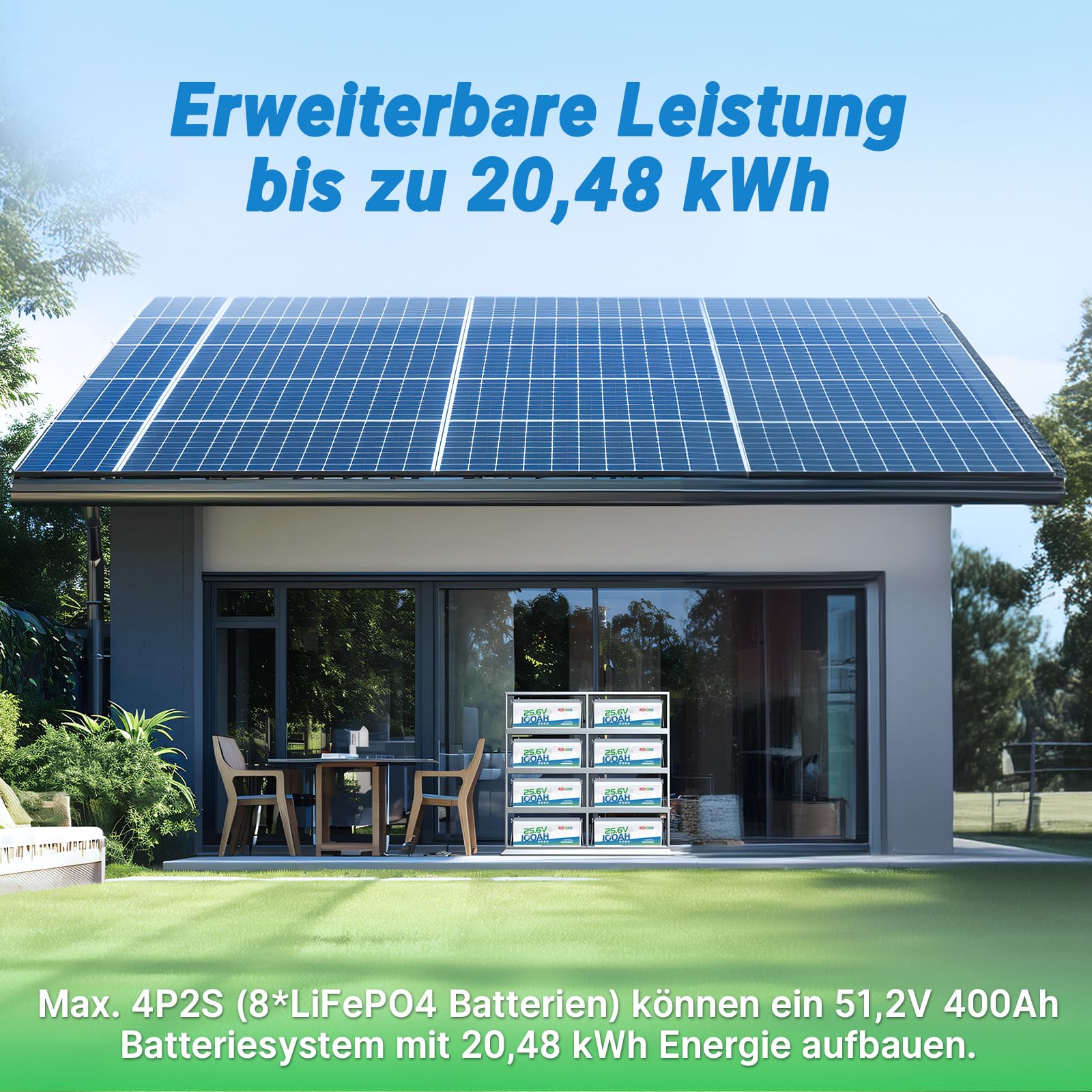 Redodo LiFePO4 akumulator litowy 25,6 V 100 Ah z BMS 100 A, maks. moc 2560 Wh, 4000+ cykli ładowania, idealny do samochodów kempingowych, instalacji solarnych i silnika trollingowego, Off Grid, Home