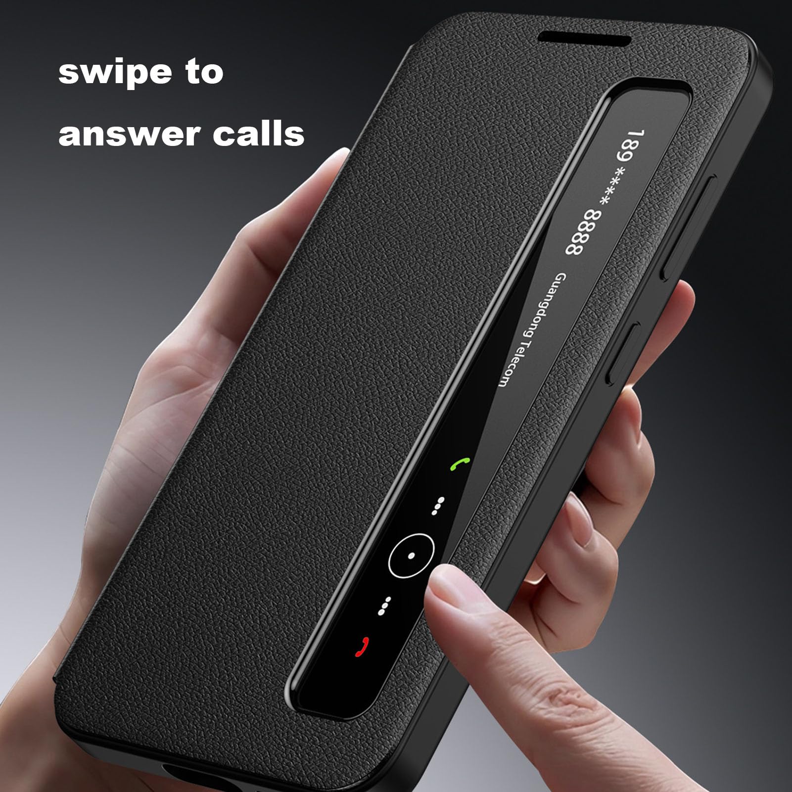 Skórzane etui do Samsung Galaxy S26 Ultra/S26+/S26, widok z boku etui z klapką Smart Wake Cover Business Camera Protection Slim Case, niebieskie, S26+