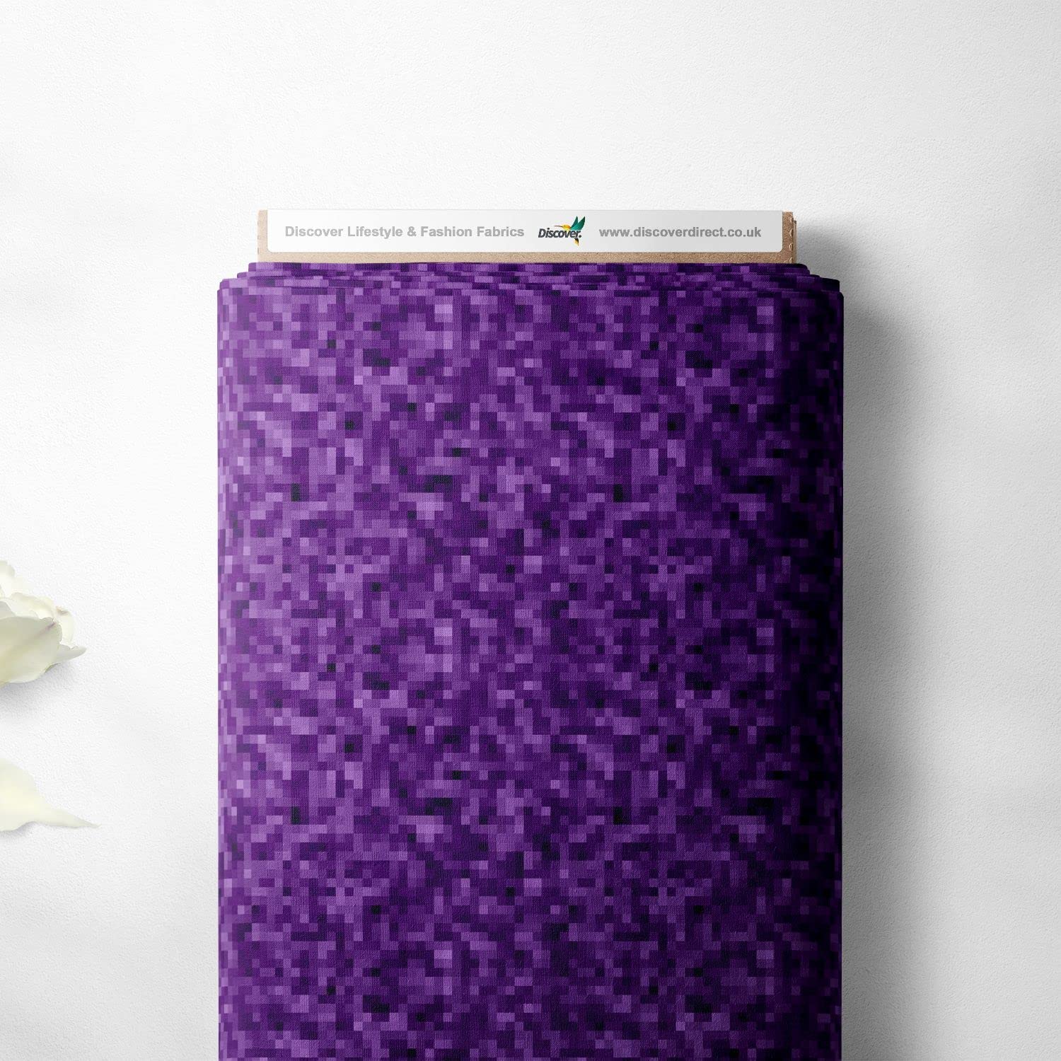 100% Cotton Pixel Dot Geometric Printed Novelty Design Children Kids Craft Dress Quality Sewing Fabric Material | 55" - 140 cm Wide (Per Metre, Purple)